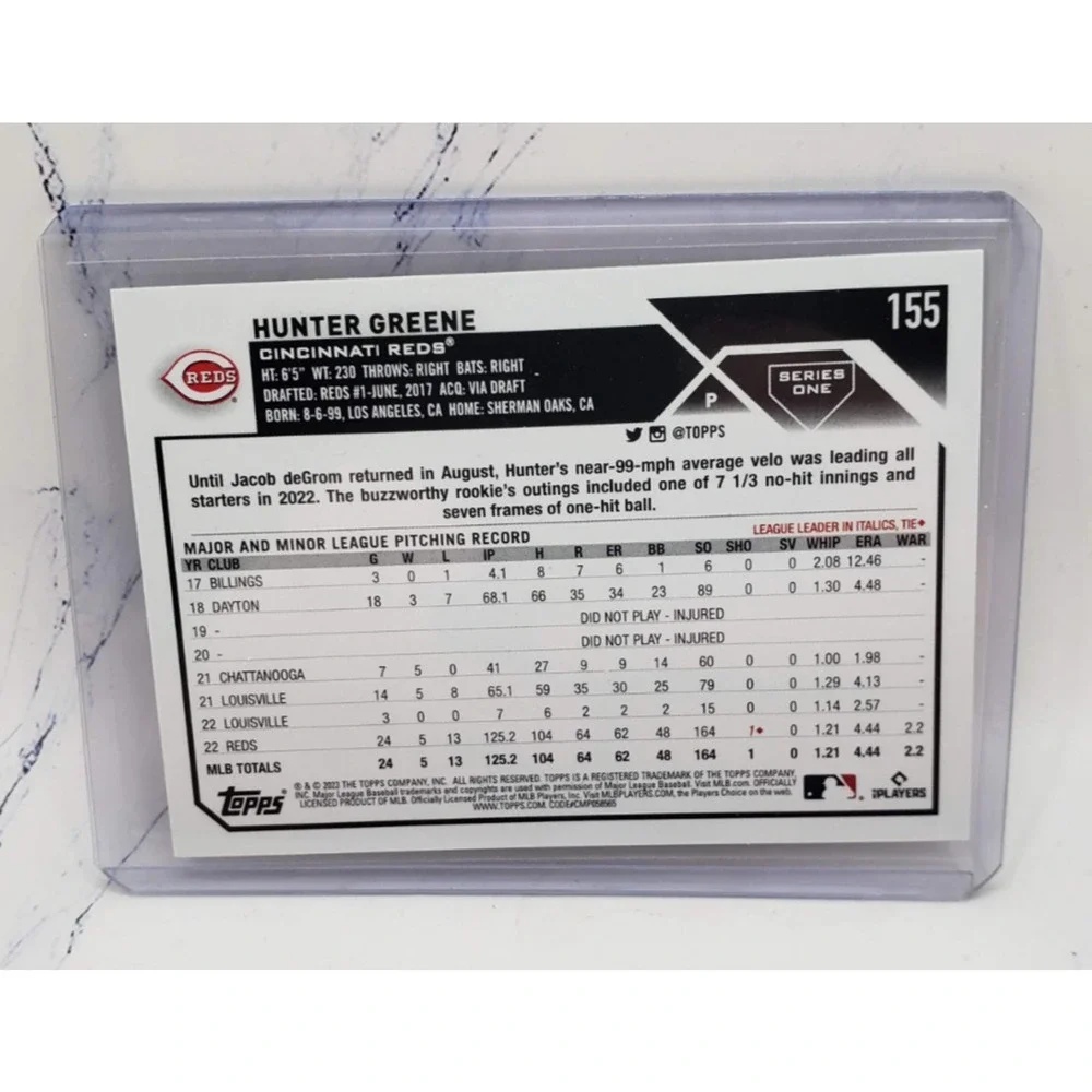 2023 Topps Series 1 Future Stars Hunter Greene Cincinnati Reds #155 - Picture 2 of 4